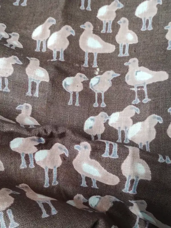 Linen Print #12 — Goose Novelty on Brown