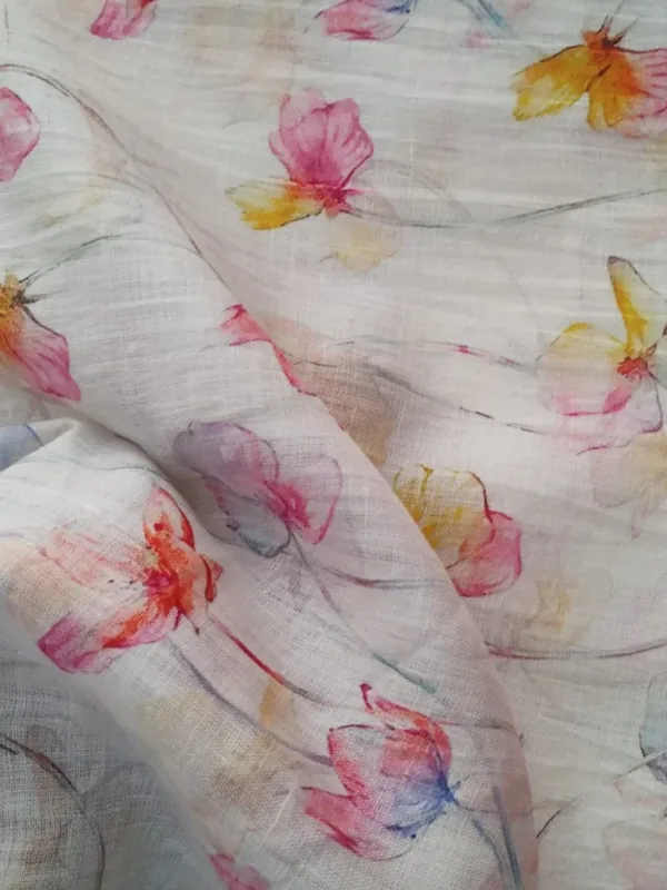 Linen Print #19 — Watercolour Petal on Cream